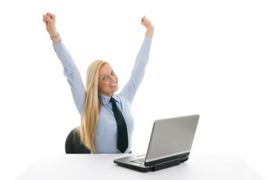 Businesswomen selebrating corporate win clipart