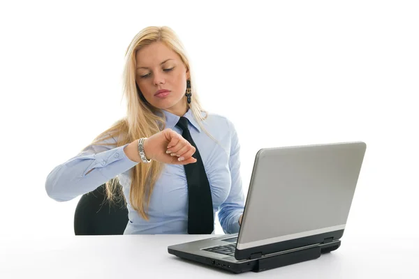 Mulheres de negócios ansiosas tempo de verificação — Fotografia de Stock