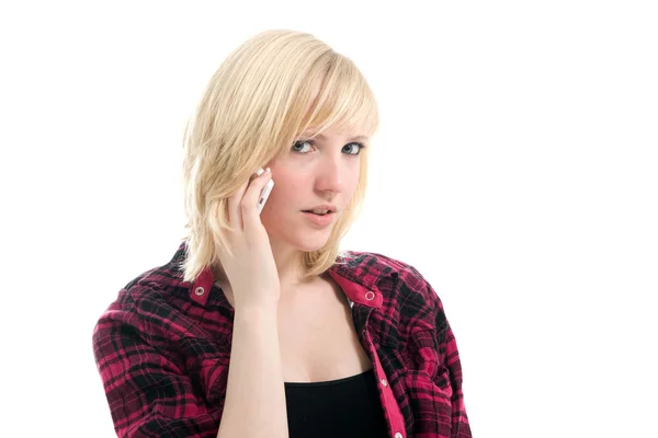 Belle adolescente parlant sur son téléphone portable — Photo