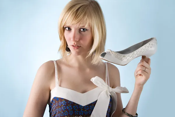 Teeanger girl and her high heels — Stock Photo, Image