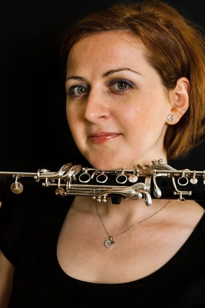 Belle donne clarinettiste — Foto Stock