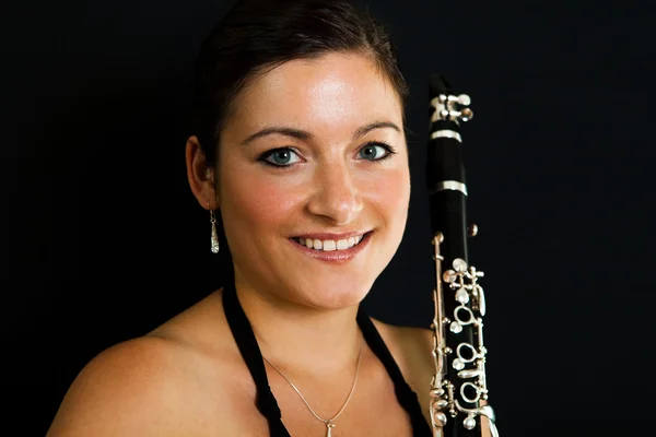 Vrolijke klarinettist vrouwen — Stockfoto