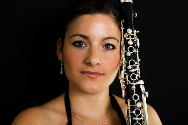 Beautiful clarinetist women — Stock Photo, Image