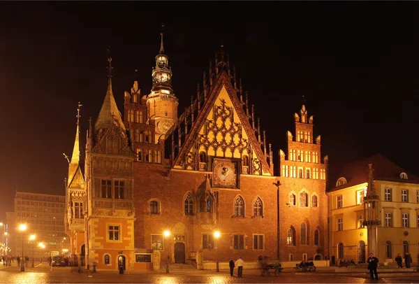 Wroclaw τή νύχτα 6 — Φωτογραφία Αρχείου