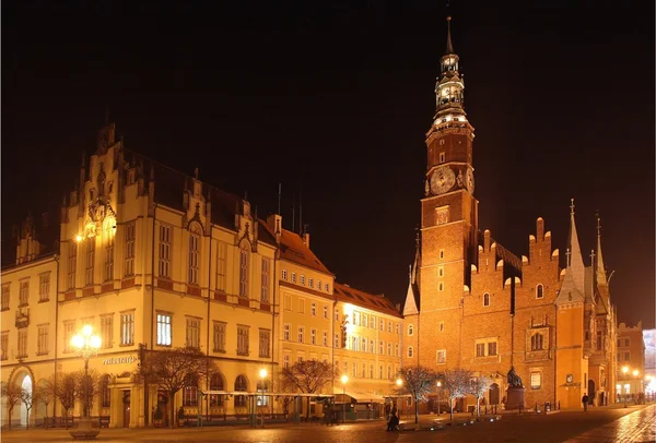 Wroclaw τή νύχτα 1 Εικόνα Αρχείου