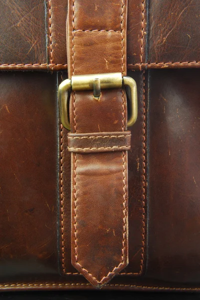 Buckle on leather briefcase — Stock Photo, Image