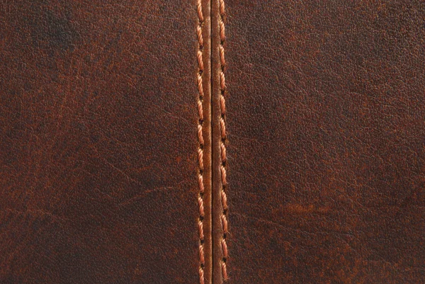 Cuero marrón con costura — Foto de Stock