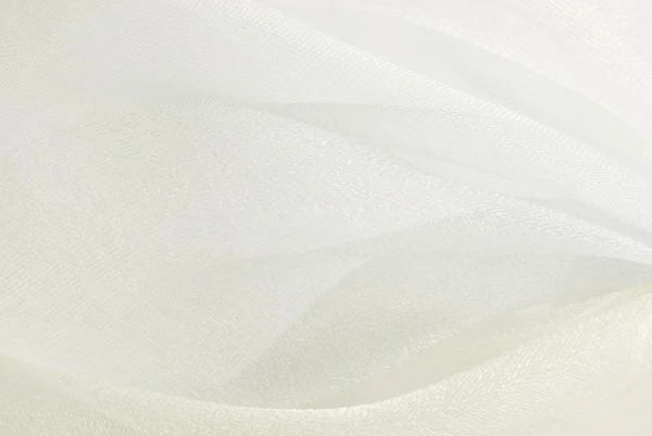 Branco organza textura tecido macro — Fotografia de Stock