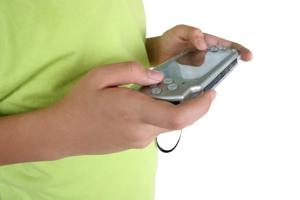 Criança jogando PSP — Fotografia de Stock