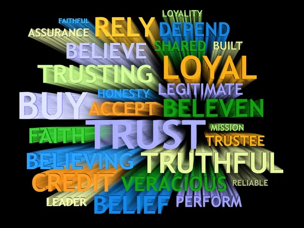 3d trail perspective TRUST 's word-cloud — стоковое фото