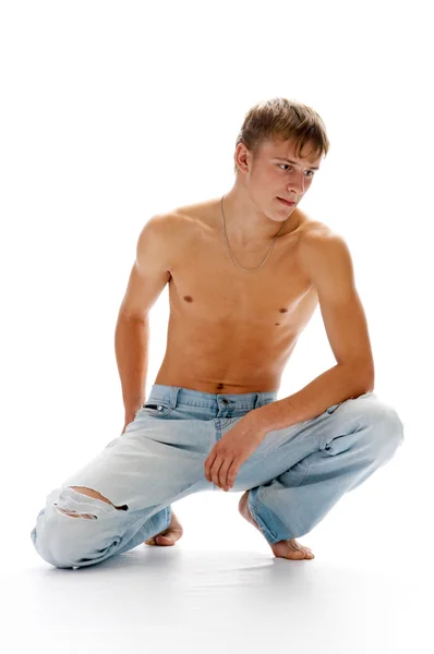 Lad i jeans — Stockfoto