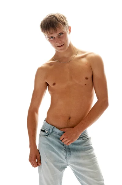 Mladík v džínách — Stock fotografie