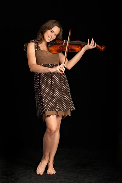 Violinist isolated on black background — Stock Photo, Image