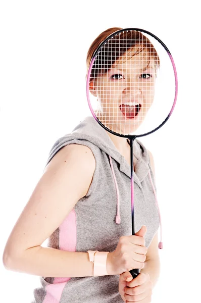 Woman with racket — Stock Photo, Image
