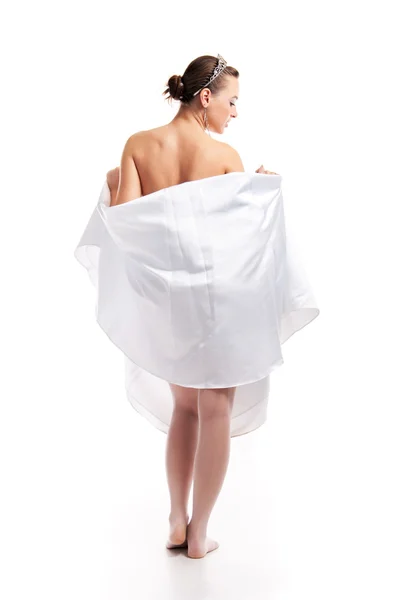 Kadın beyaz elbise — Stok fotoğraf