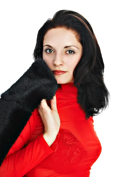 Vrouw in het rood — Stockfoto