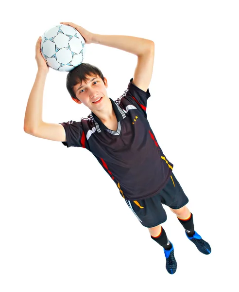 Joueur de football avec ballon — Photo