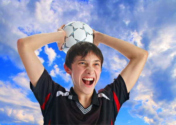 Voetbalspeler met bal — Stockfoto