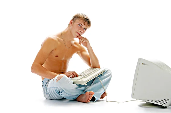 Juventud con ordenador — Foto de Stock