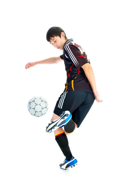 Voetbalspeler met bal — Stockfoto