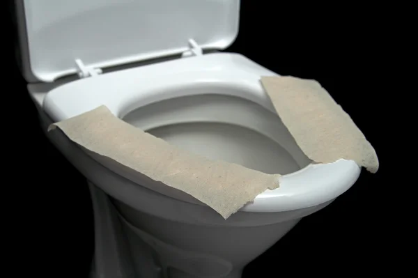 WC-Pfanne mit Toilettenpapier — Stockfoto