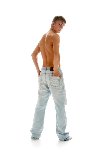 Lad in jeans — Stock Photo, Image