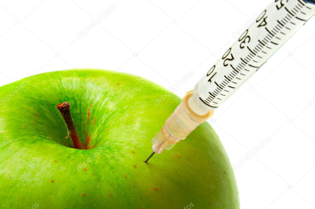 Apple and syringe