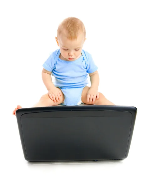 婴儿使用的便携式计算机 — 图库照片