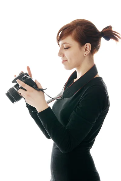 相机的女人 — 图库照片