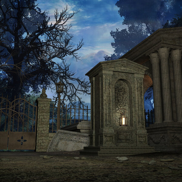 3D Render of an Mystic Cemetery