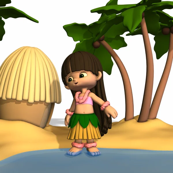 Toon hula dziewczyna — Zdjęcie stockowe