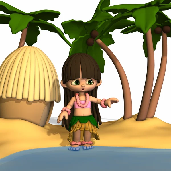 Toon hula dziewczyna — Zdjęcie stockowe