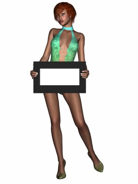 Beauty Girl with Sign clipart