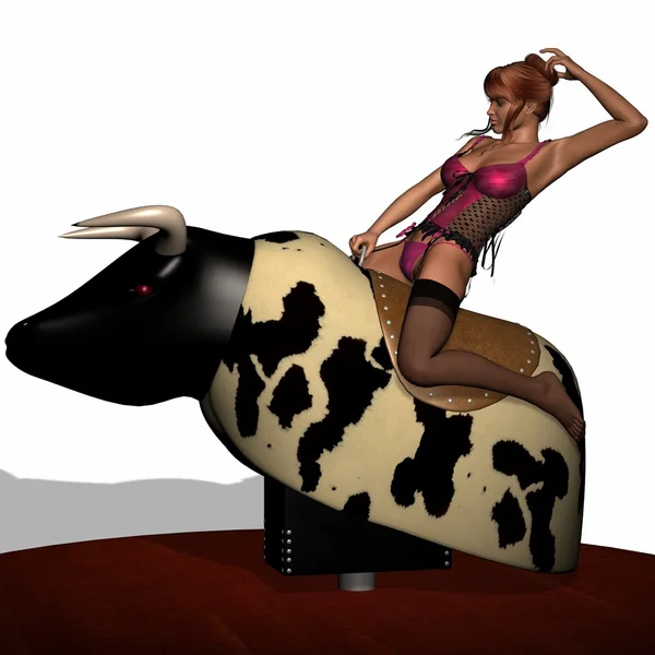 3D Render of Sexy Bull Riding - Stock Image. 