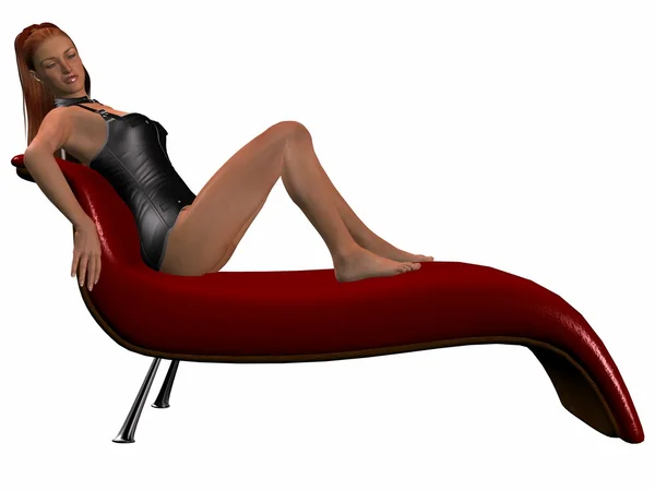 Belle donne in biancheria intima sul divano — Foto Stock
