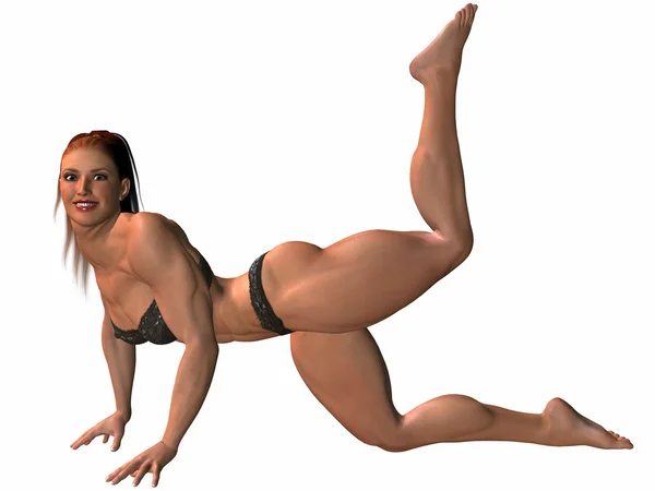 Kvinnlig kroppsbyggare pose — Stockfoto