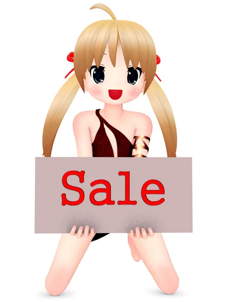 3D figuur met verkoop teken — Stockfoto