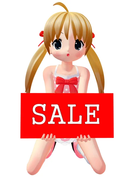 3D figuur met verkoop teken — Stockfoto