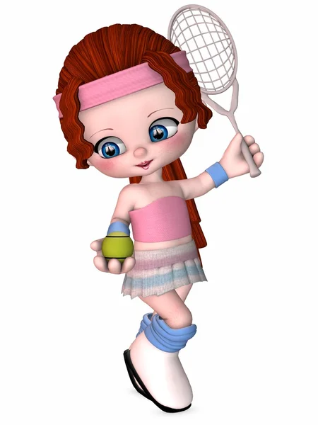 Lilla tennisspelare - toon figur — Stockfoto
