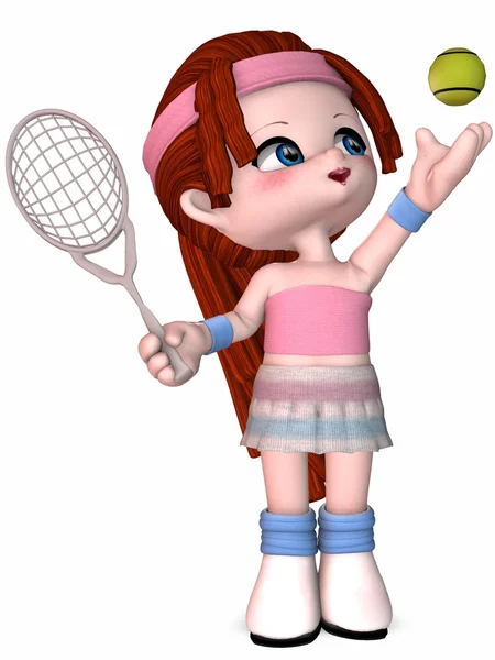 Kleiner Tennisspieler - Zeichentrickfigur — Stockfoto