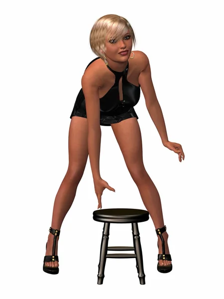 Sexy kobiety z stołek — Zdjęcie stockowe