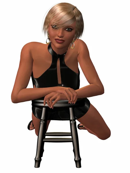 Sexy Women posing with a stool — Stock Photo, Image