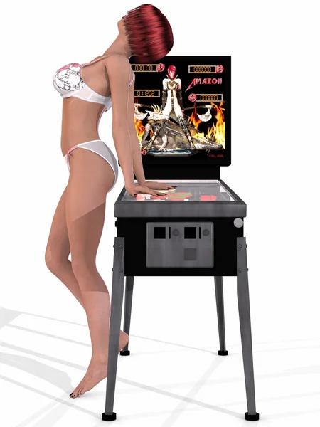 stock image Sexy Woman posing on a Pinball