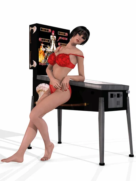 Stock image Sexy Woman posing on a Pinball