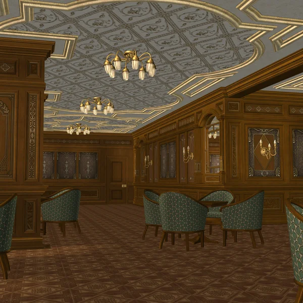 Kuřácký pokoj na staré luxusní lodi — Stock fotografie
