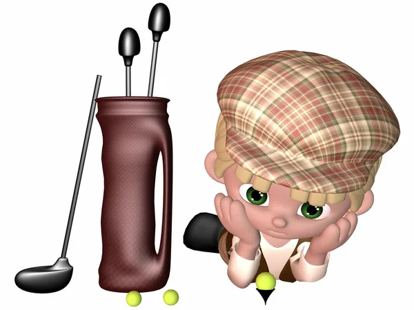 Piccolo giocatore di golf - Figura Toon — Foto Stock