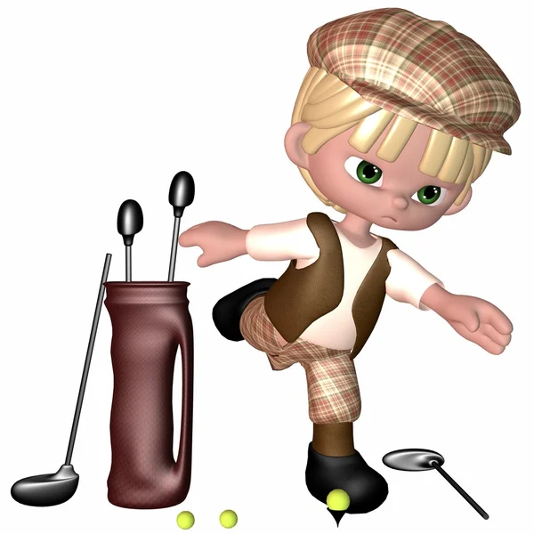 Mały golf gracz - toon rysunek — Zdjęcie stockowe