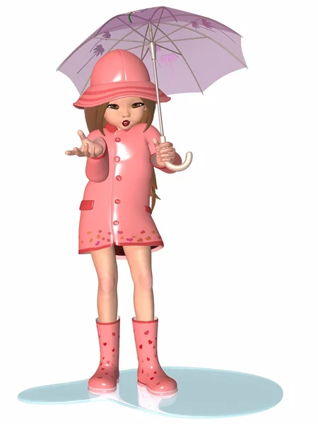 stock image Toon Girl - Rainy Day