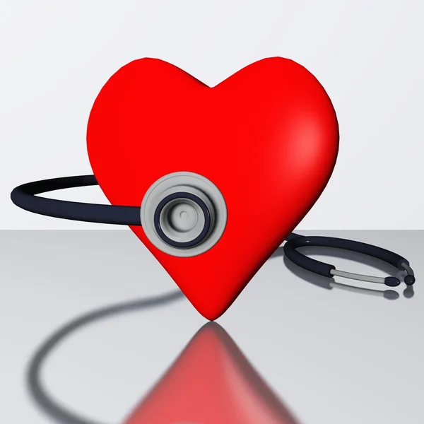 Сердце со стетоскопом — стоковое фото