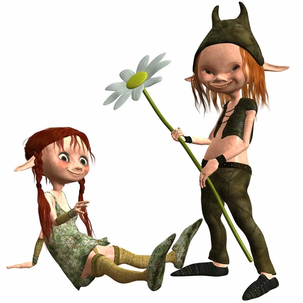 Mało kobiet i mężczyzn troll — Zdjęcie stockowe
